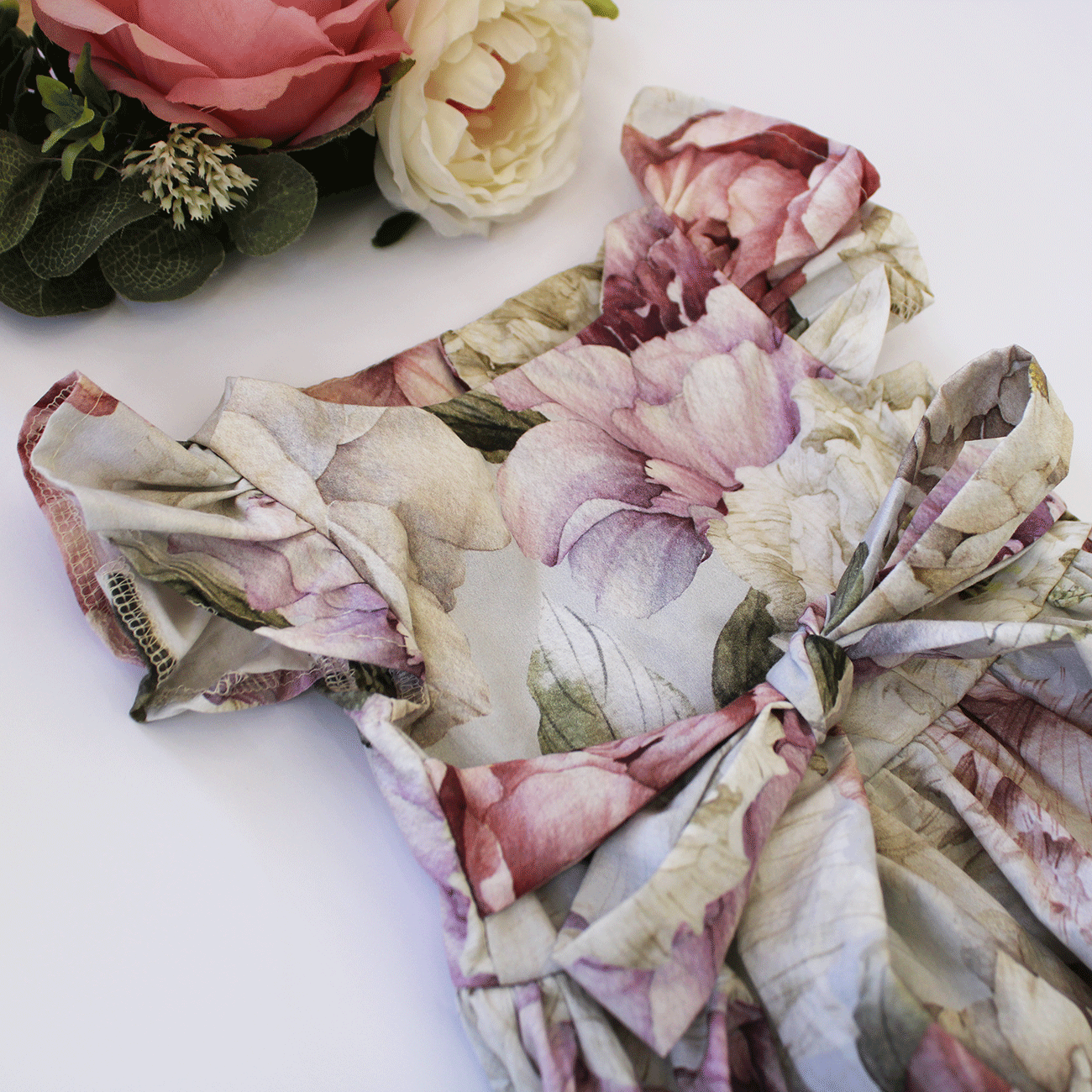 Harper Peonies Floral Romper (headband sold separately)