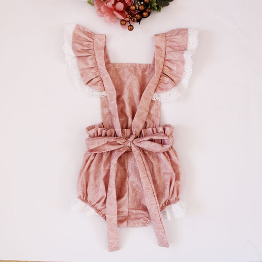 Grace Frilly Romper - Pink Strelitzia (accessories sold separately)