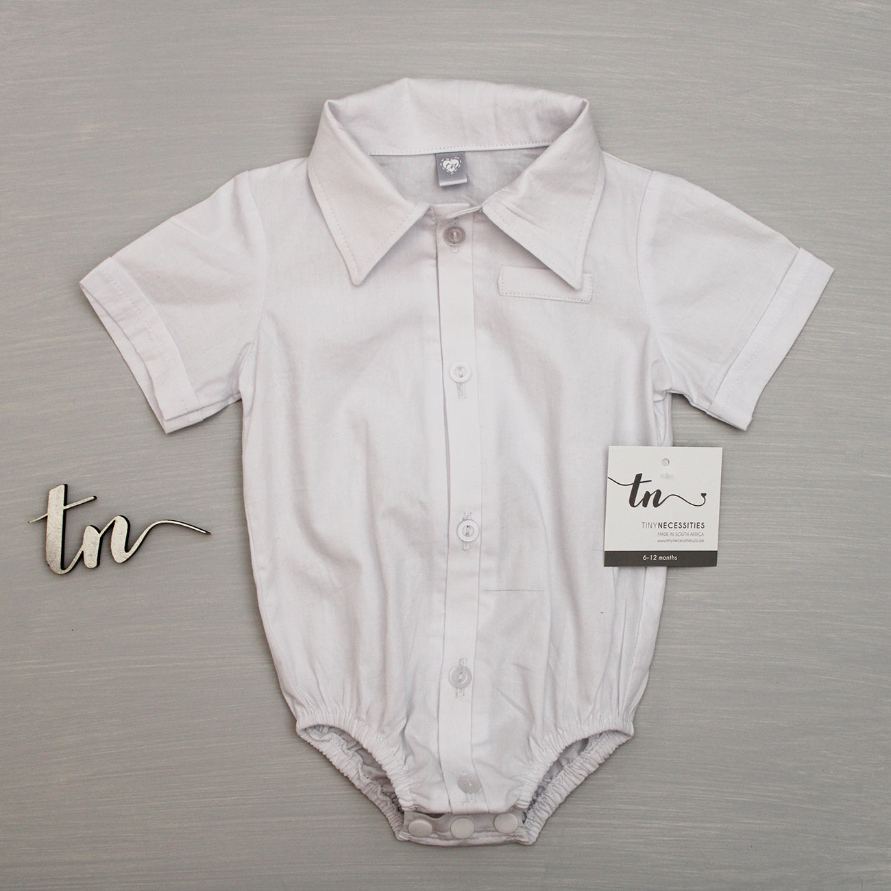 White Collared Onesie - short sleeves