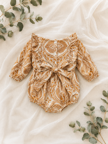 Paisley Long Sleeve Romper - Anthea Rust (accessories sold separately)