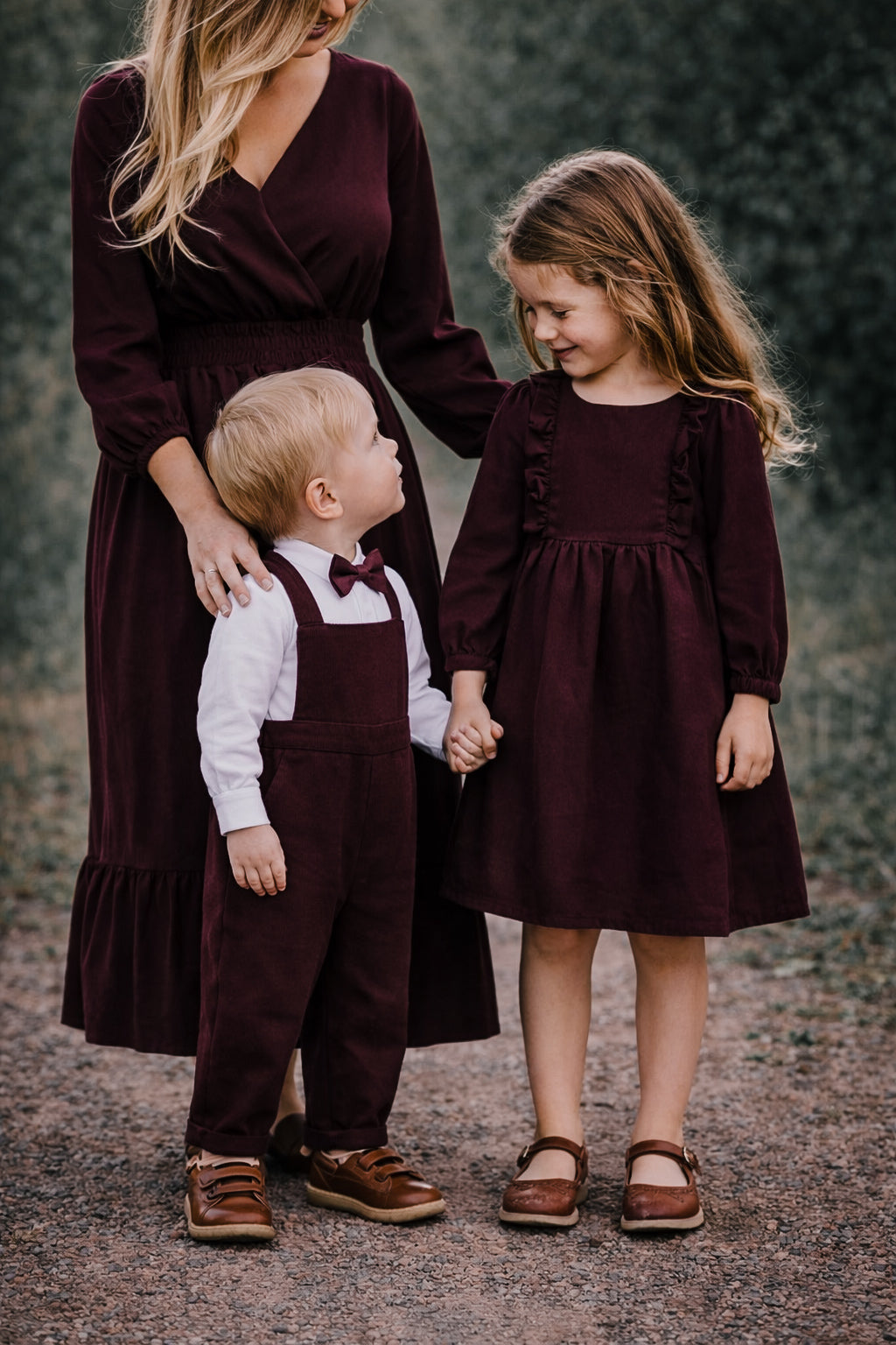 Paisley Long Sleeve Dress - Black Cherry (accessories sold separately)