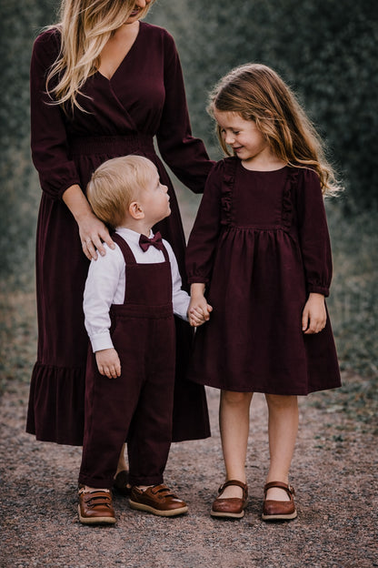 Paisley Long Sleeve Dress - Black Cherry (accessories sold separately)