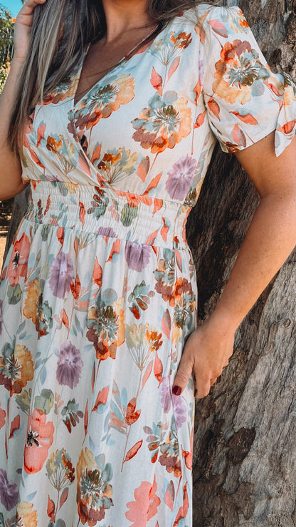 Womens Knotted Short sleeve Maxi Tier Dress - Hadassah