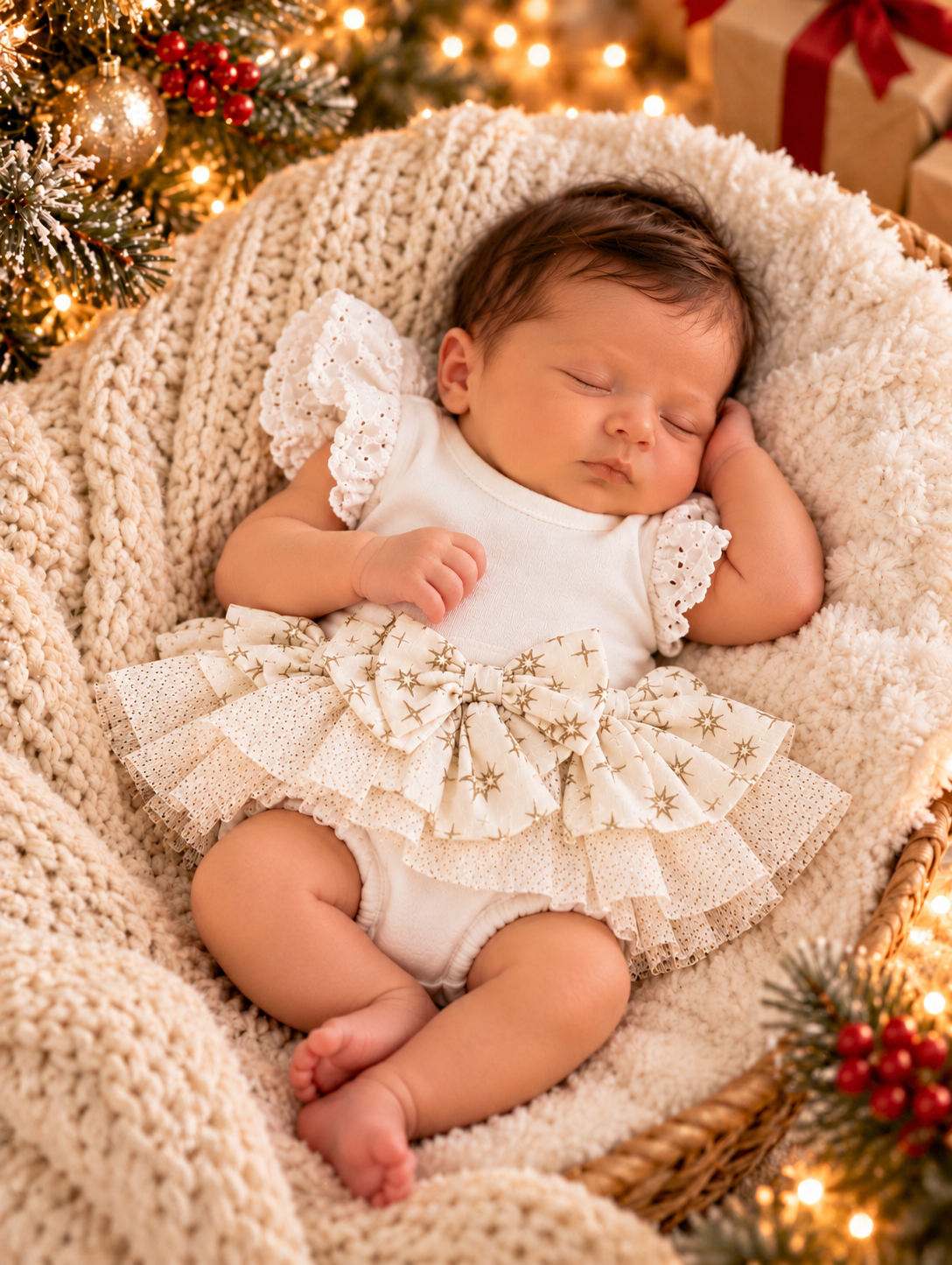 Starry Night Cream/Gold Glitter Tutu Bloomer (Onesie + accessories sold separately)