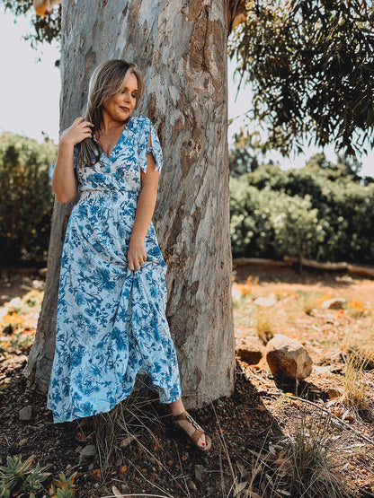 Womens Knotted Short sleeve Maxi Tier Dress - The Prayer