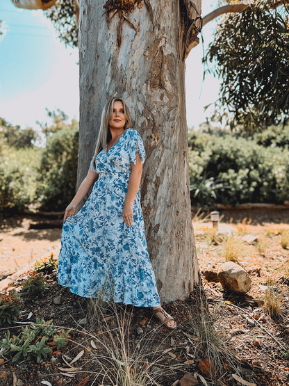 Womens Knotted Short sleeve Maxi Tier Dress - The Prayer