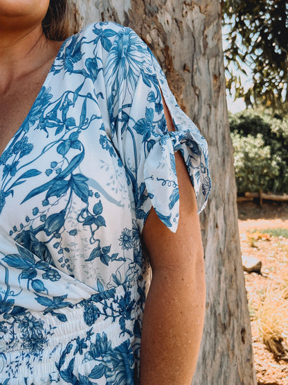Womens Knotted Short sleeve Maxi Tier Dress - The Prayer