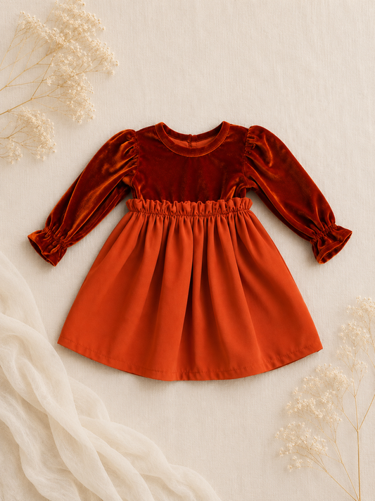Aurelia Dress - Burnt Orange (accessories + tights sold separately)