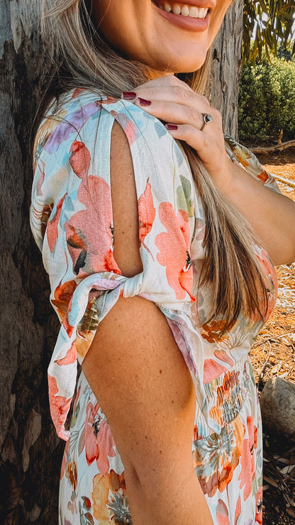 Womens Knotted Short sleeve Maxi Tier Dress - Hadassah