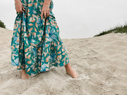 Womens Short sleeve Maxi Tier Dress - Ocean Reef (limited edition)