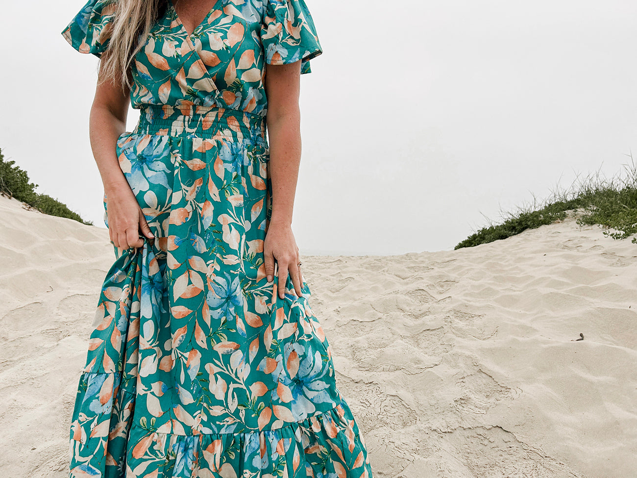 Womens Short sleeve Maxi Tier Dress - Ocean Reef (limited edition)