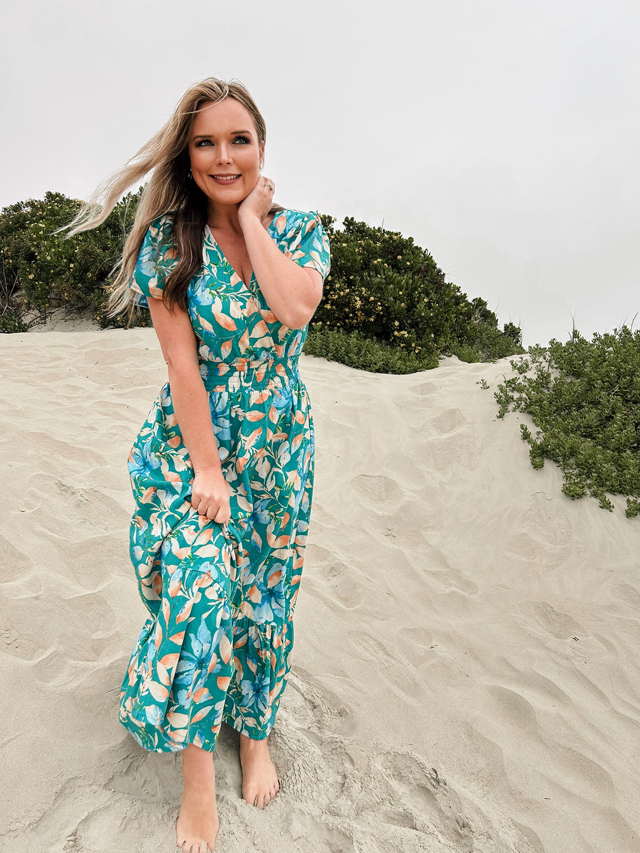 Womens Short sleeve Maxi Tier Dress - Ocean Reef (limited edition)