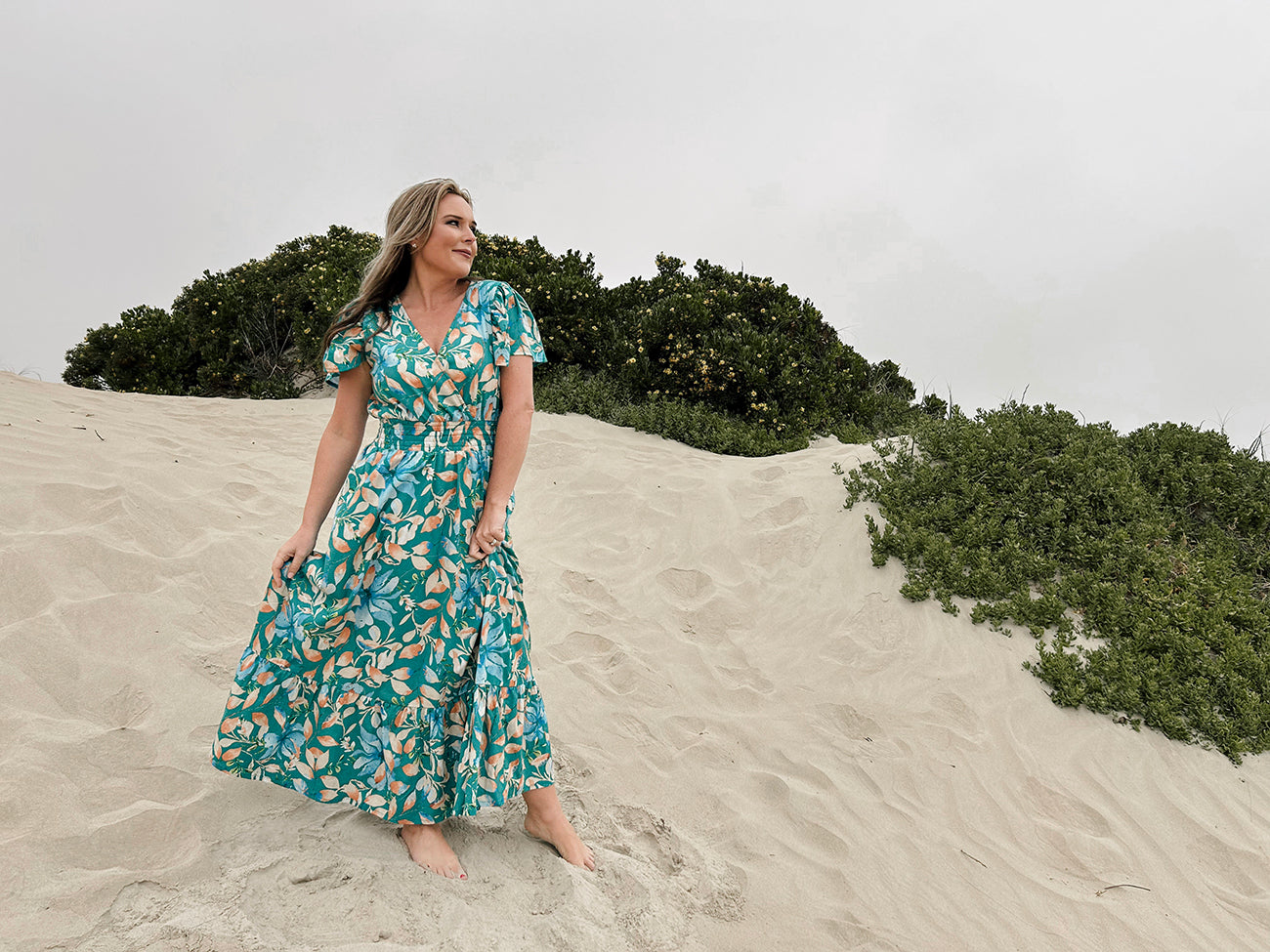 Womens Short sleeve Maxi Tier Dress - Ocean Reef (limited edition)