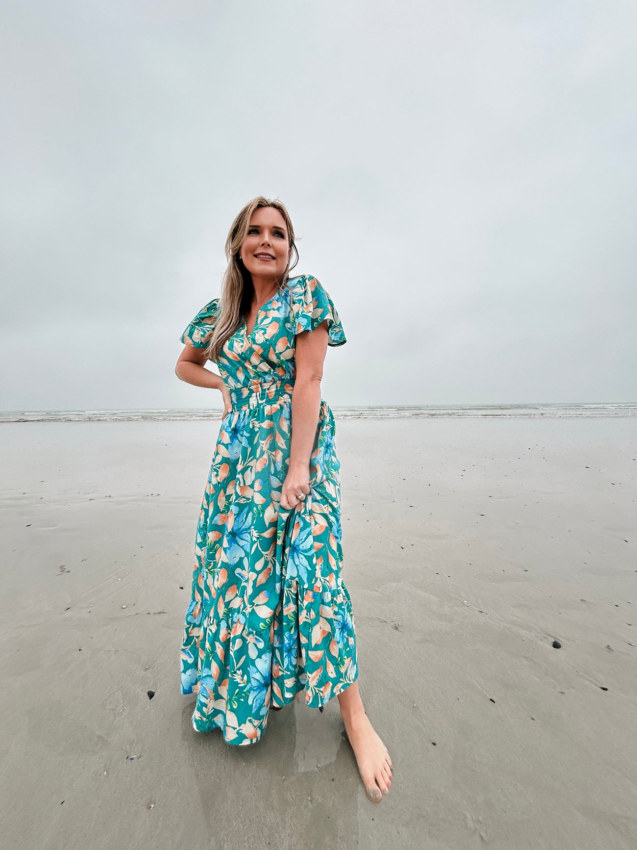 Womens Short sleeve Maxi Tier Dress - Ocean Reef (limited edition)