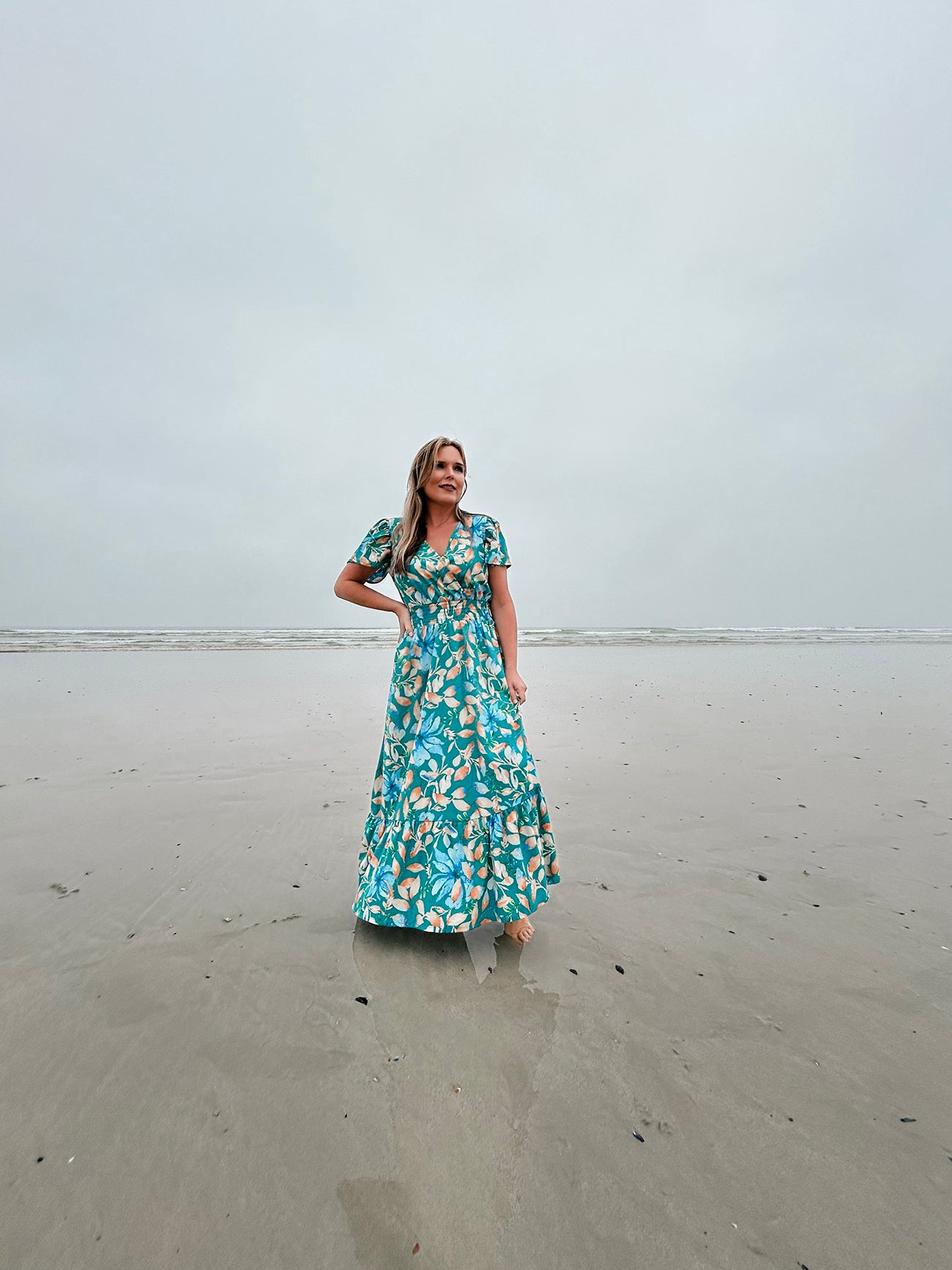 Womens Short sleeve Maxi Tier Dress - Ocean Reef (limited edition)