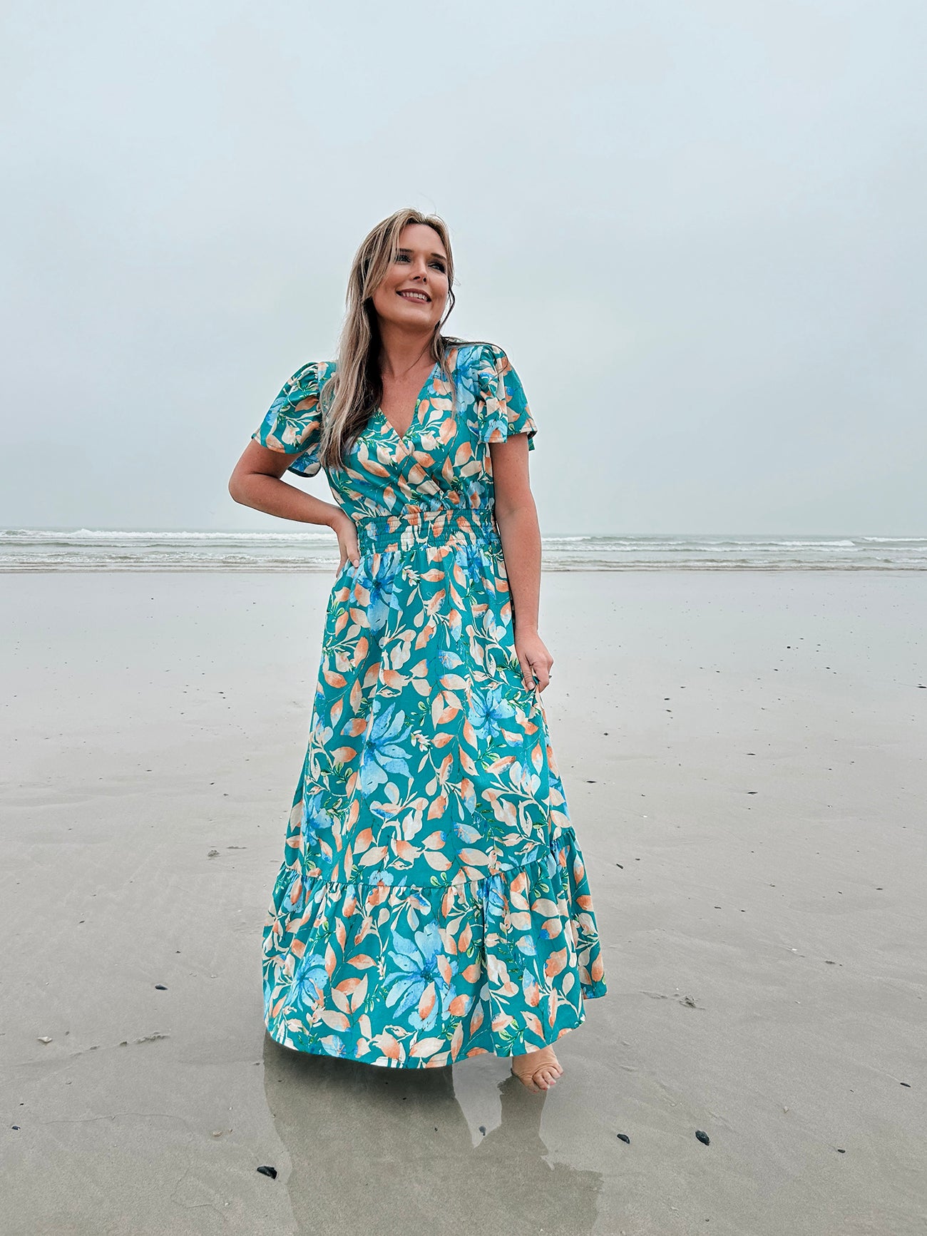 Womens Short sleeve Maxi Tier Dress - Ocean Reef (limited edition)