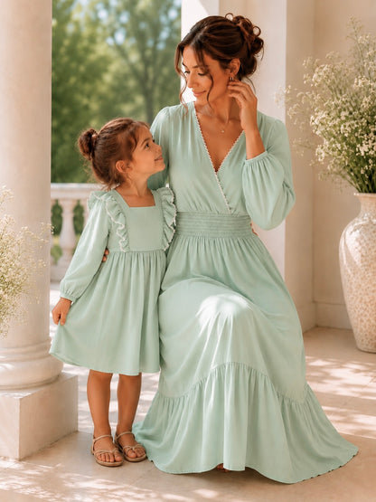 Womens Long Sleeve Maxi Tier Dress - Pistachio