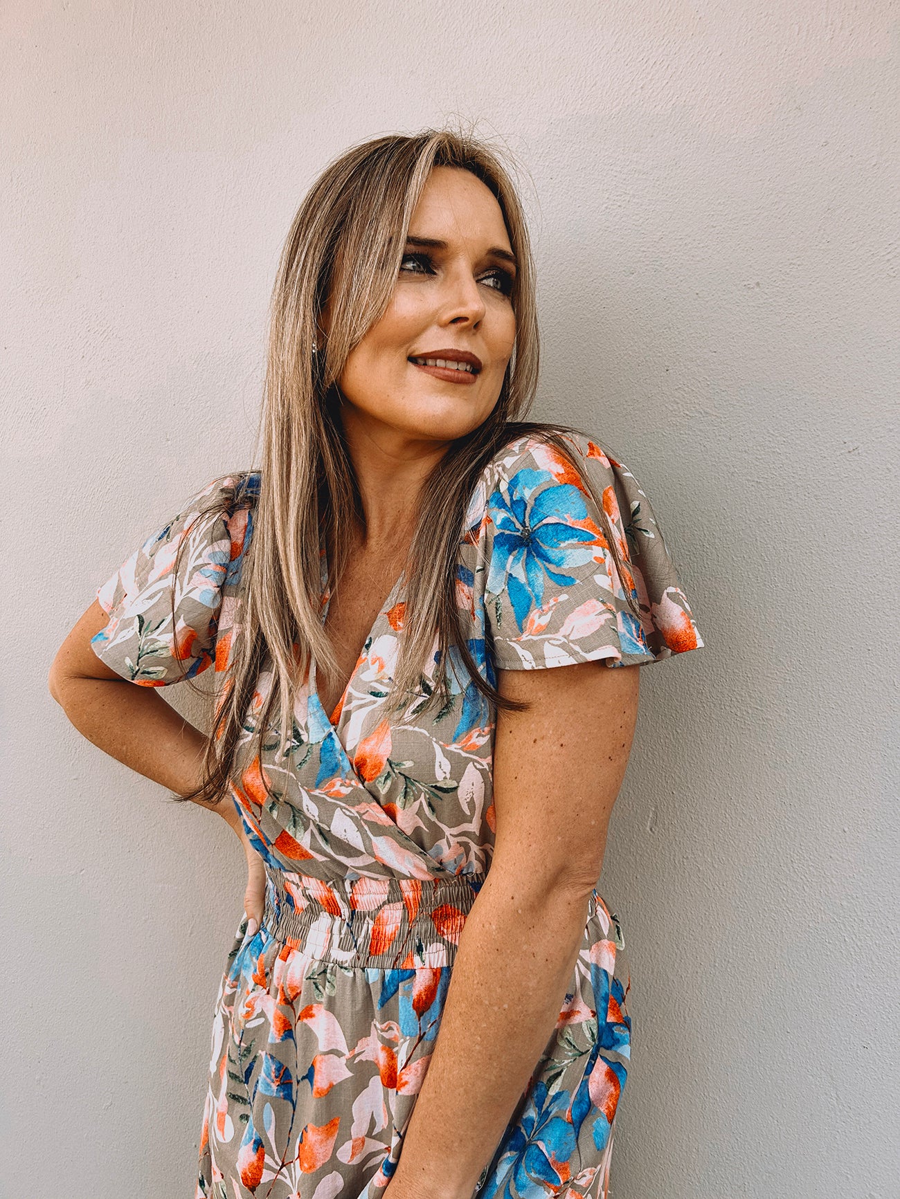 Womens Short sleeve Maxi Tier Dress - Wheat Harvest Floral (limited edition)