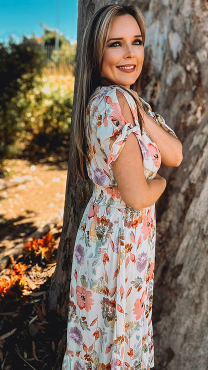 Womens Knotted Short sleeve Maxi Tier Dress - Hadassah