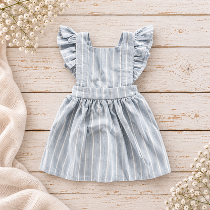 Resort Blue/White Frilly Dungaree Dress (matching items sold separately)