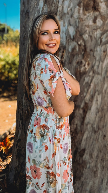 Womens Knotted Short sleeve Maxi Tier Dress - Hadassah