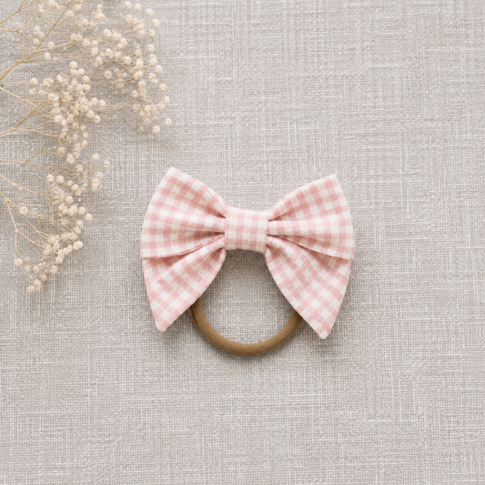 Check Pink/White Nylon Headband