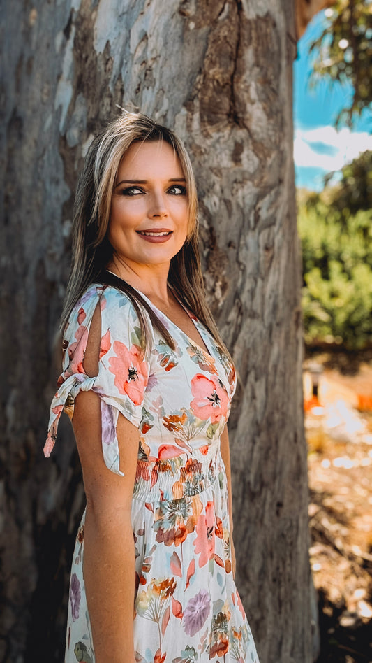 Womens Knotted Short sleeve Maxi Tier Dress - Hadassah