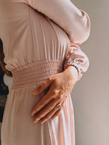 Womens Long Sleeve Maxi Tier Dress - Pink Promise