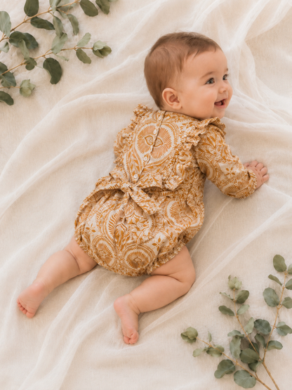 Paisley Long Sleeve Romper - Anthea Rust (accessories sold separately)
