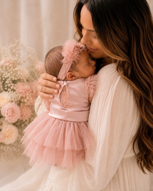 Dusty Pink Ballerina Tutu Romper + headband