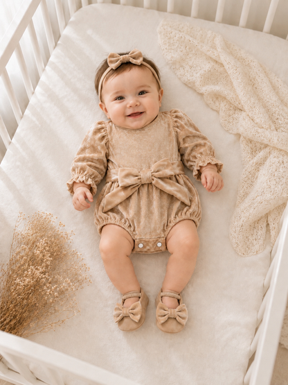 Champagne long sleeve Romper - accessories sold separately
