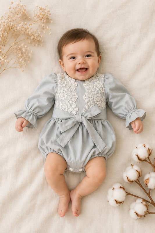 Selah Lace Romper - long sleeves (headband and shoes sold separately)