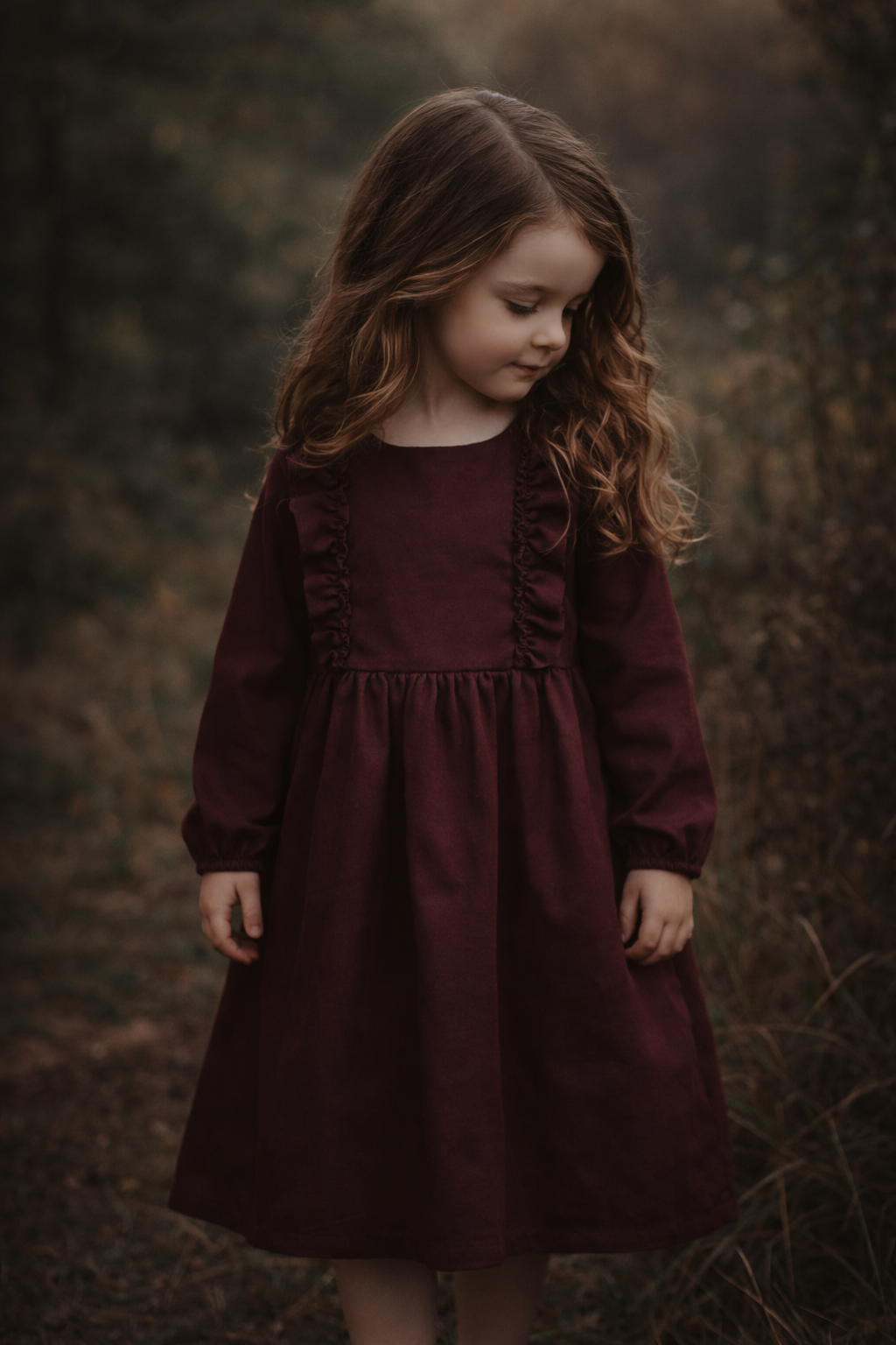 Paisley Long Sleeve Dress - Black Cherry (accessories sold separately)