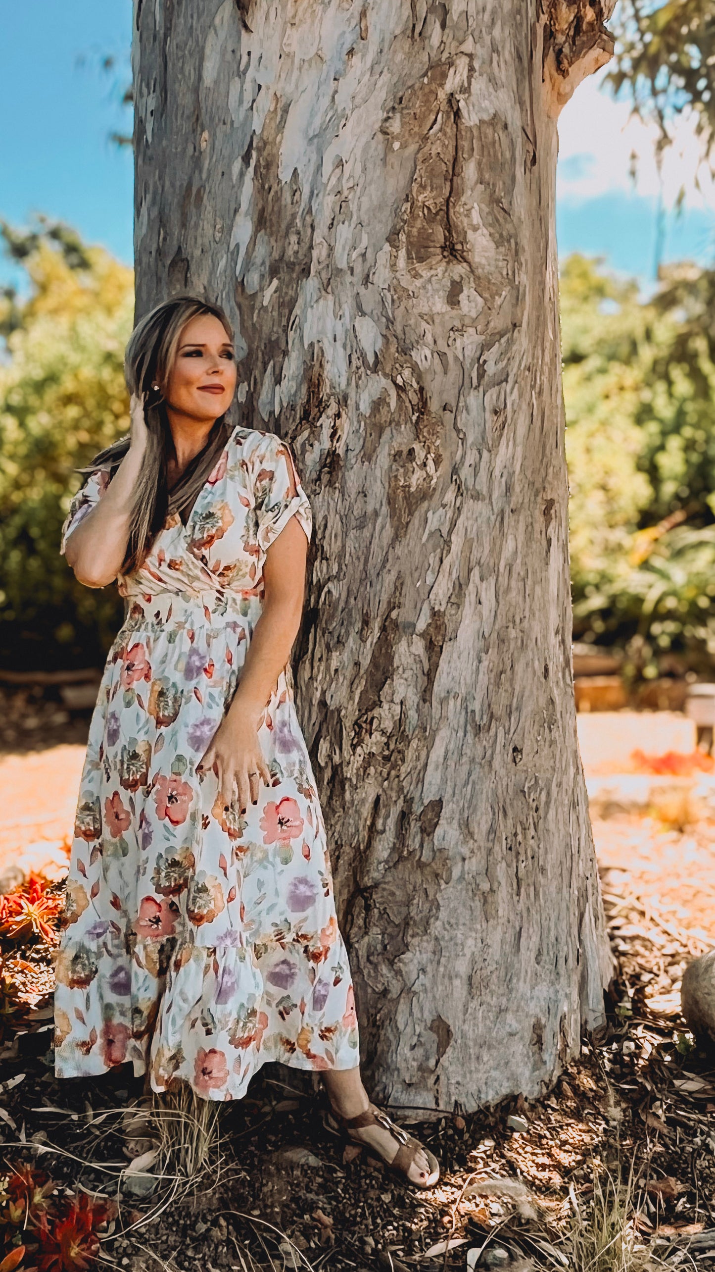 Womens Knotted Short sleeve Maxi Tier Dress - Hadassah