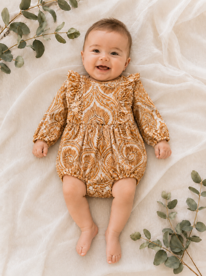 Paisley Long Sleeve Romper - Anthea Rust (accessories sold separately)