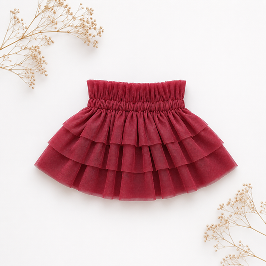 Gathered Tutu Skirt - Raspberry