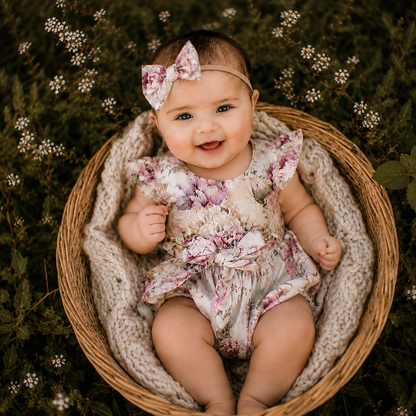 Harper Peonies Floral Romper (headband sold separately)