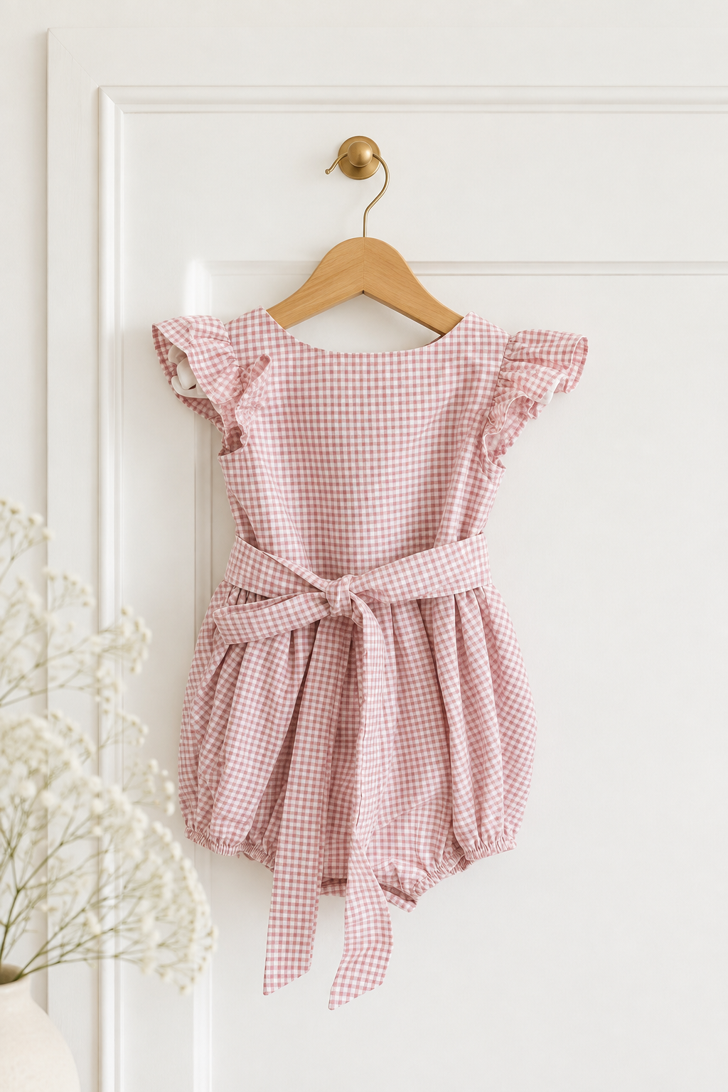 Harper Check Pink/White Romper