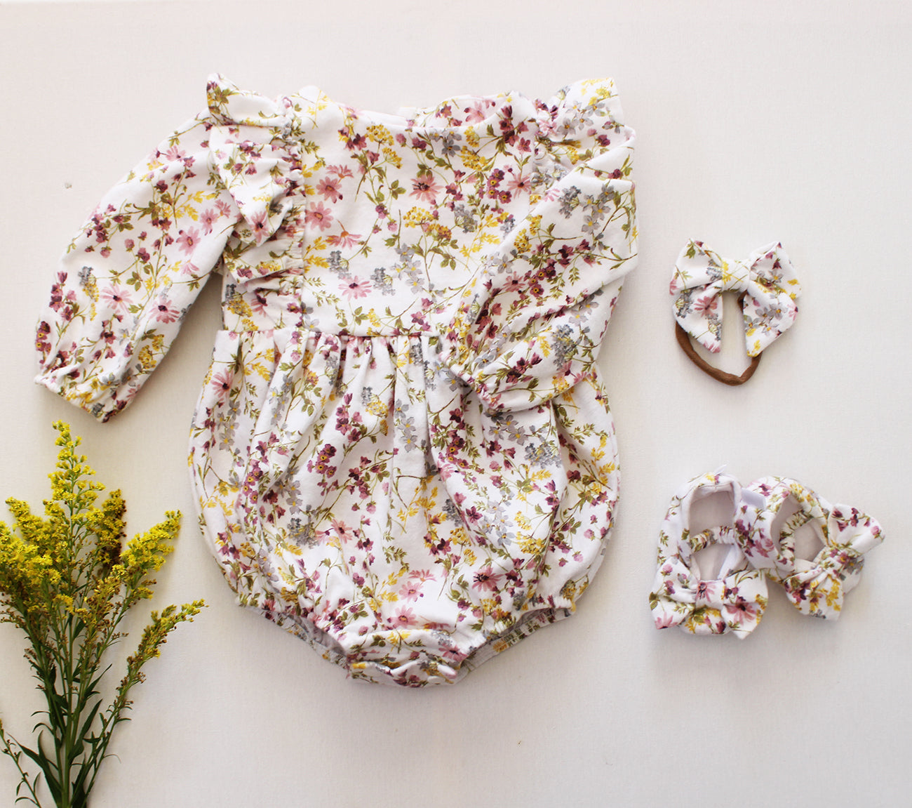 Paisley Long Sleeve Romper - Amber Wildflower (accessories sold separately)