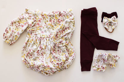 Paisley Long Sleeve Romper - Amber Wildflower (accessories sold separately)