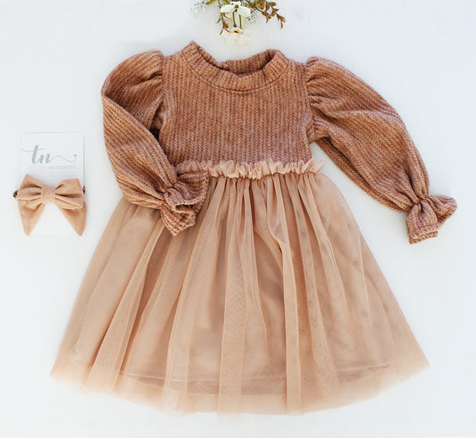 Aurelia Dress - Toffee (headband sold separately)