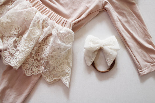Ava Lace Set (Onesie + Tights + Headband included)