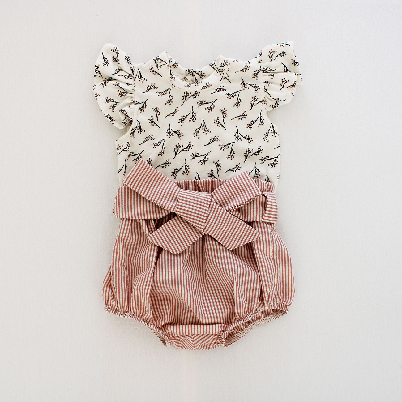 Short sleeve frilly onesie - Blossom Bouquet (bloomer + headband sold separately)