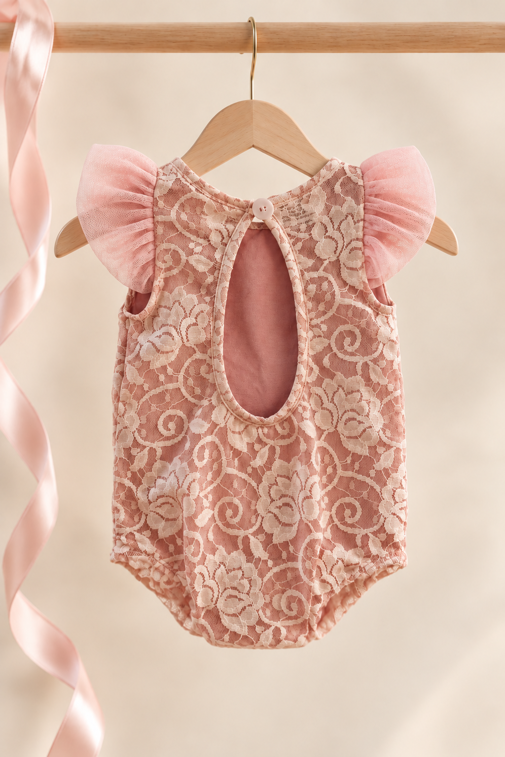 Antoinette Lace Onesie - Blush Pink (Tutu bloomer + accessories sold separately)