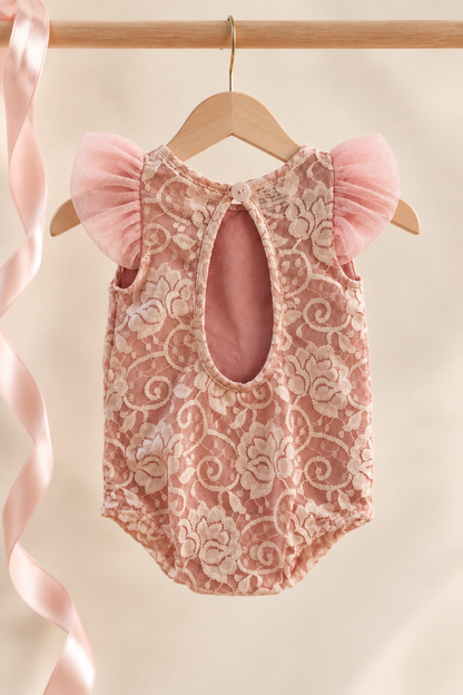 Antoinette Lace Onesie - Blush Pink (Tutu bloomer + accessories sold separately)