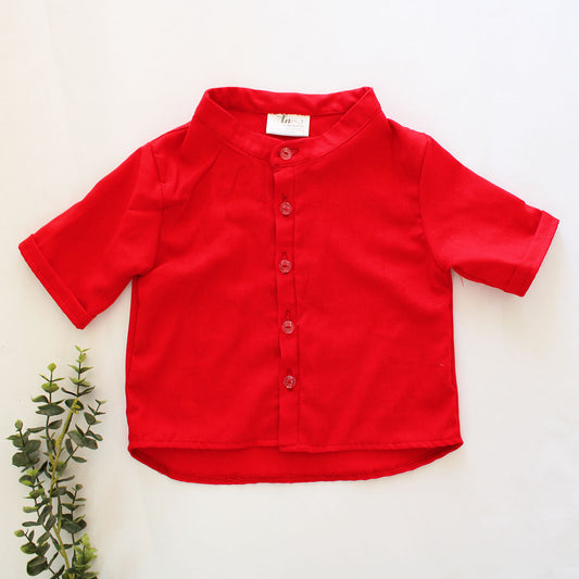 Mandarin Collar Shirt - Red