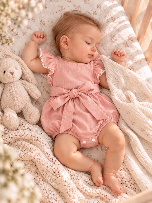 Harper Pearl Pink Blue Fields Romper
