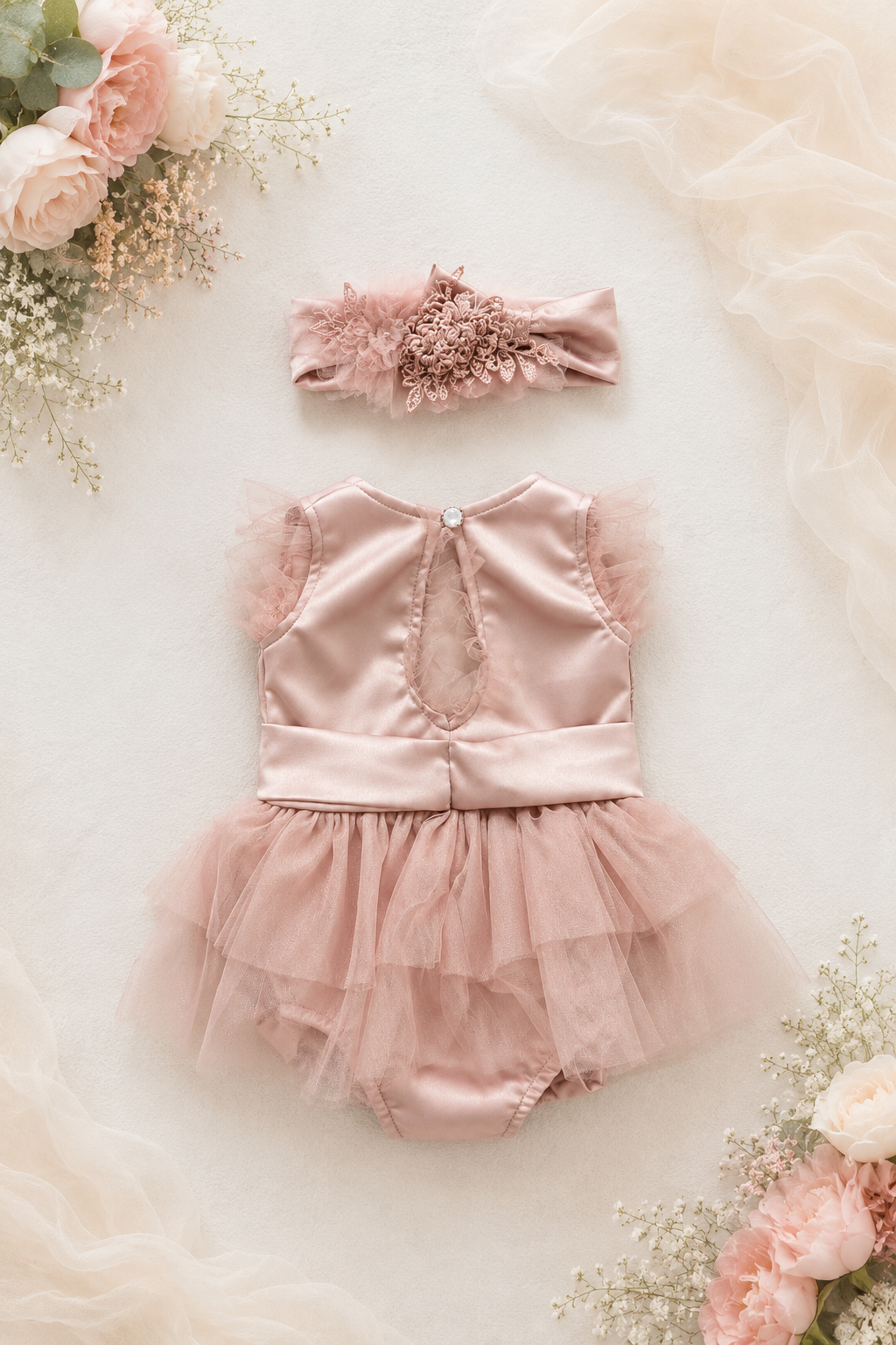 Dusty Pink Ballerina Tutu Romper + headband