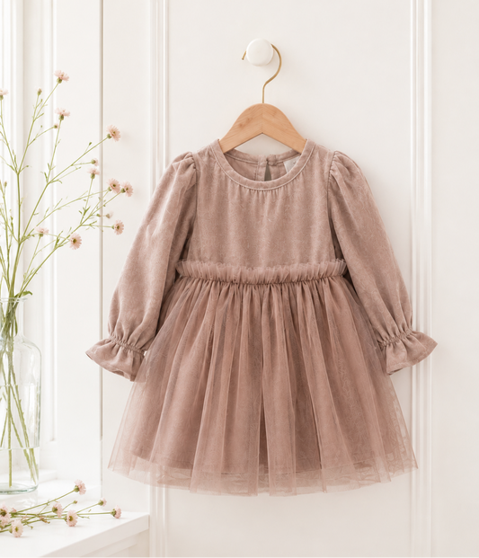 Aurelia Dress - Sticky Fudge (accessories + tights sold separately)