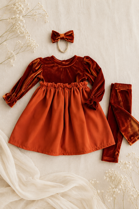 Velvet Tights - Burnt Orange (matching items sold separately)